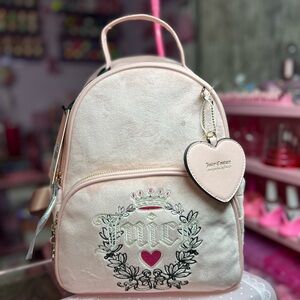 Juicy Couture Pink Diamond Vel Heritage Backpack with Heart Charm